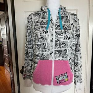 Disney Parks Minnie Mouse Comic-Print Zip Hoodie – Size M
